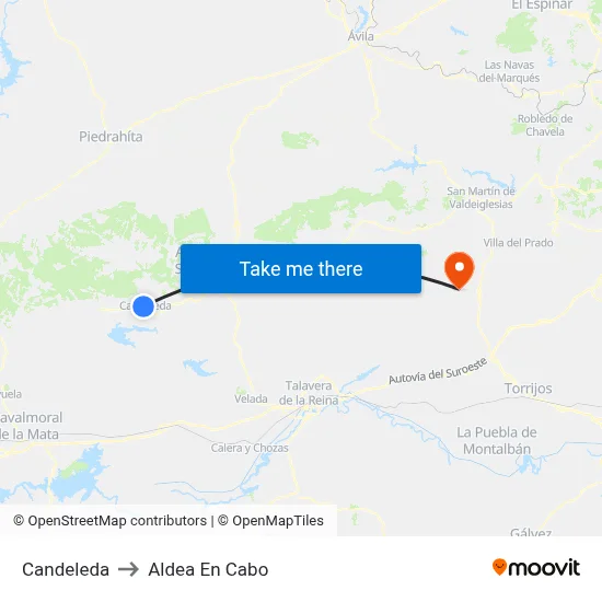 Candeleda to Aldea En Cabo map