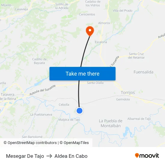 Mesegar De Tajo to Aldea En Cabo map