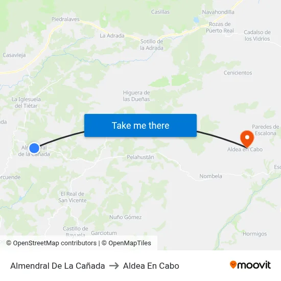 Almendral De La Cañada to Aldea En Cabo map