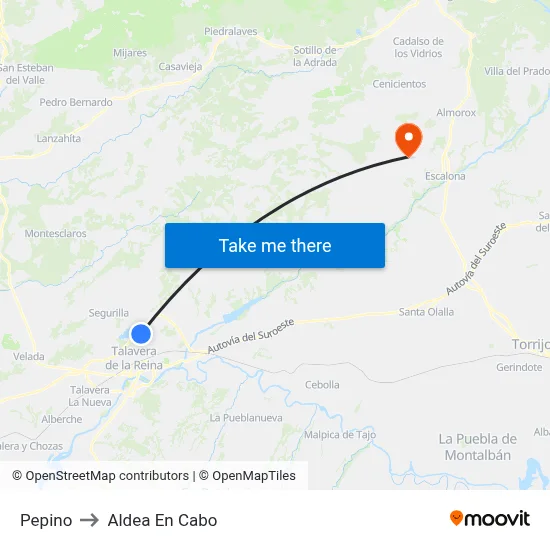 Pepino to Aldea En Cabo map