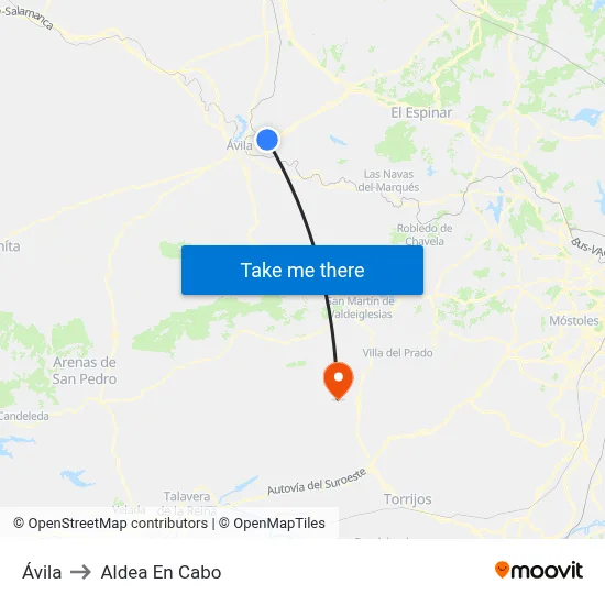 Ávila to Aldea En Cabo map