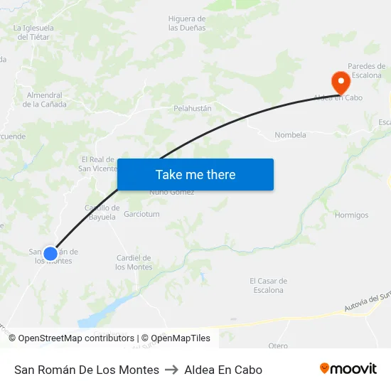 San Román De Los Montes to Aldea En Cabo map