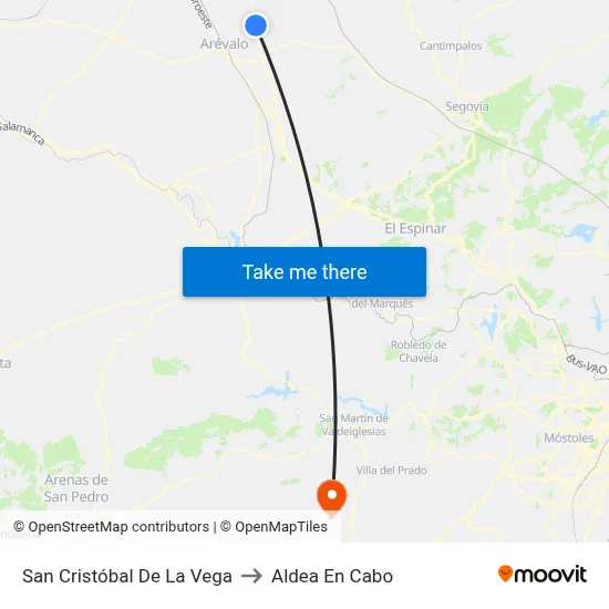 San Cristóbal De La Vega to Aldea En Cabo map