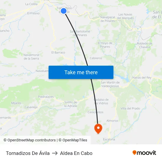 Tornadizos De Ávila to Aldea En Cabo map