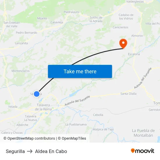 Segurilla to Aldea En Cabo map
