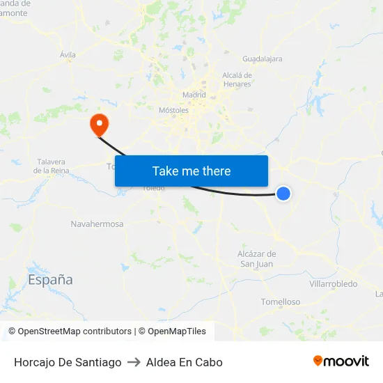 Horcajo De Santiago to Aldea En Cabo map