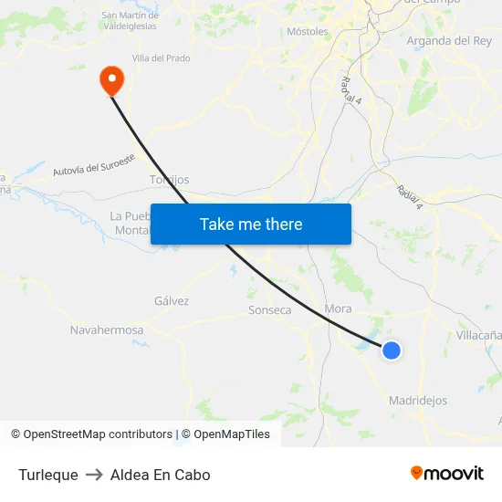 Turleque to Aldea En Cabo map