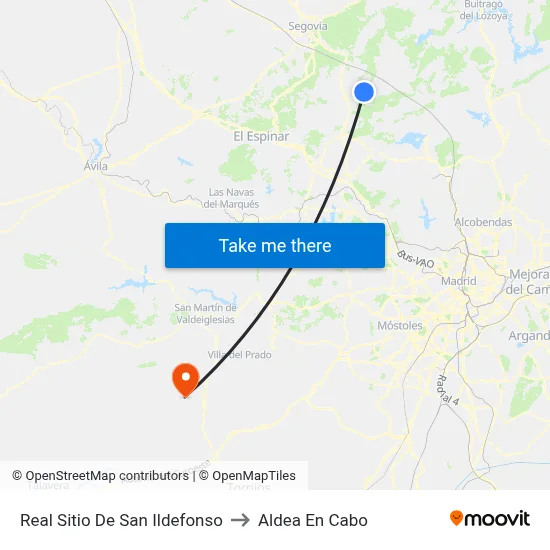 Real Sitio De San Ildefonso to Aldea En Cabo map