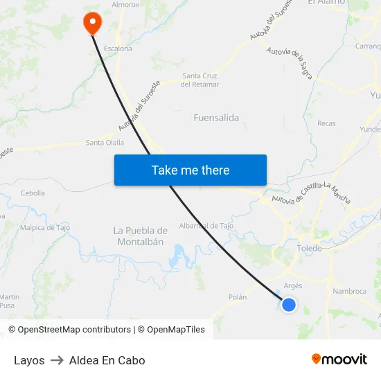 Layos to Aldea En Cabo map