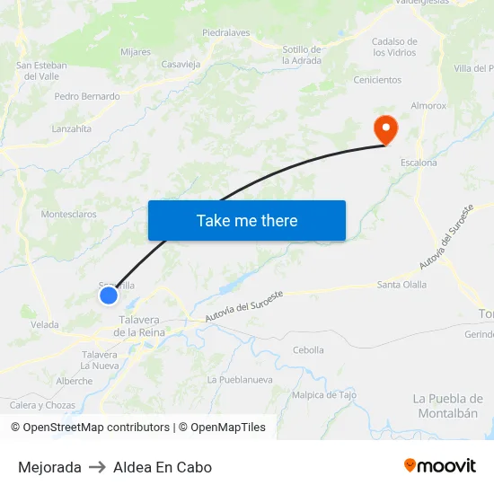 Mejorada to Aldea En Cabo map