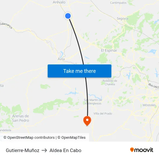 Gutierre-Muñoz to Aldea En Cabo map