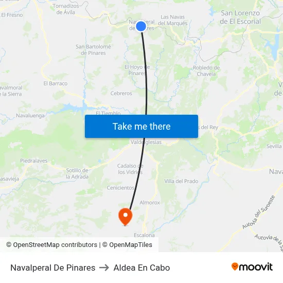 Navalperal De Pinares to Aldea En Cabo map