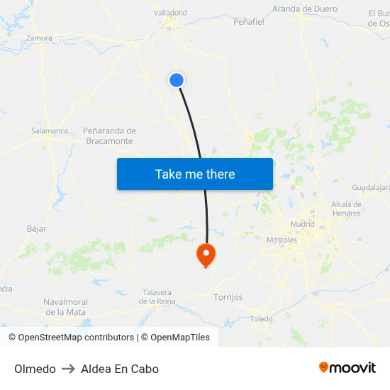 Olmedo to Aldea En Cabo map