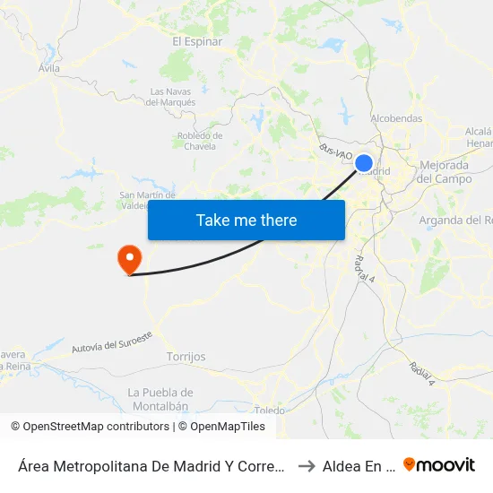 Área Metropolitana De Madrid Y Corredor Del Henares to Aldea En Cabo map