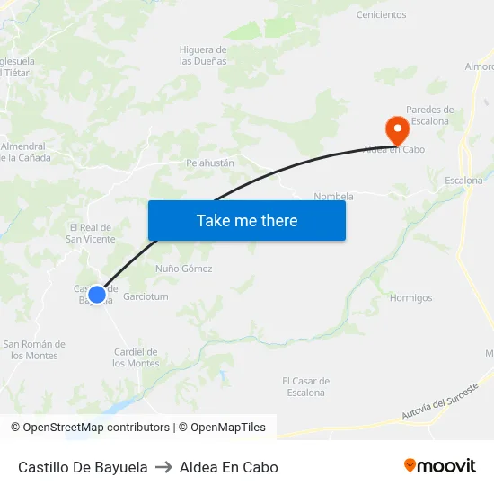 Castillo De Bayuela to Aldea En Cabo map