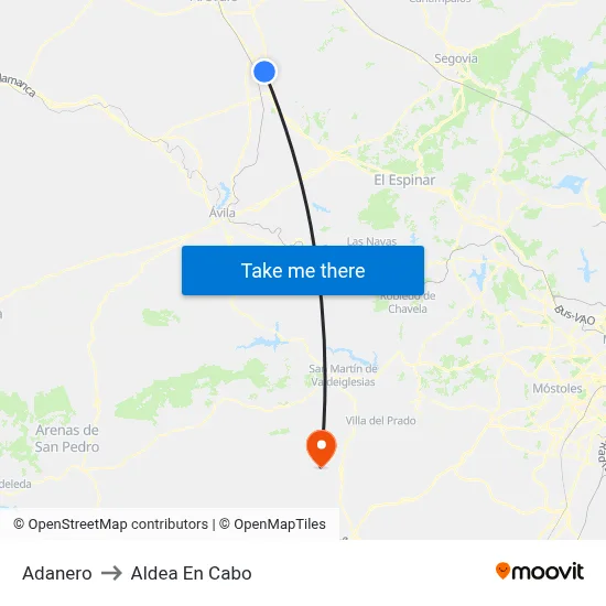 Adanero to Aldea En Cabo map