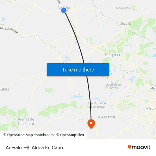 Arévalo to Aldea En Cabo map