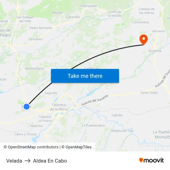 Velada to Aldea En Cabo map