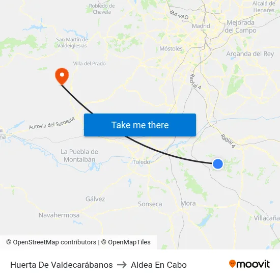 Huerta De Valdecarábanos to Aldea En Cabo map