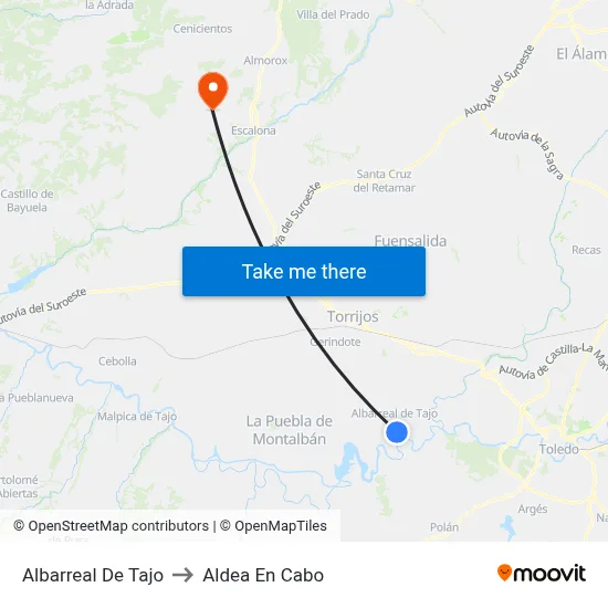 Albarreal De Tajo to Aldea En Cabo map