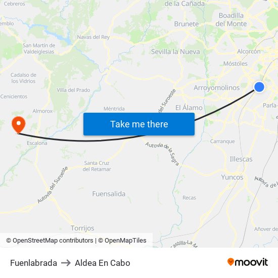 Fuenlabrada to Aldea En Cabo map