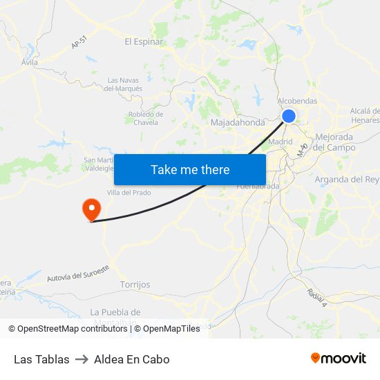 Las Tablas to Aldea En Cabo map