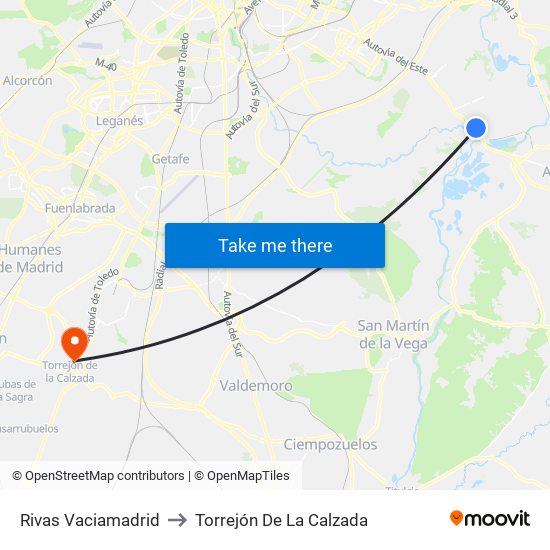 Rivas Vaciamadrid to Torrejón De La Calzada map