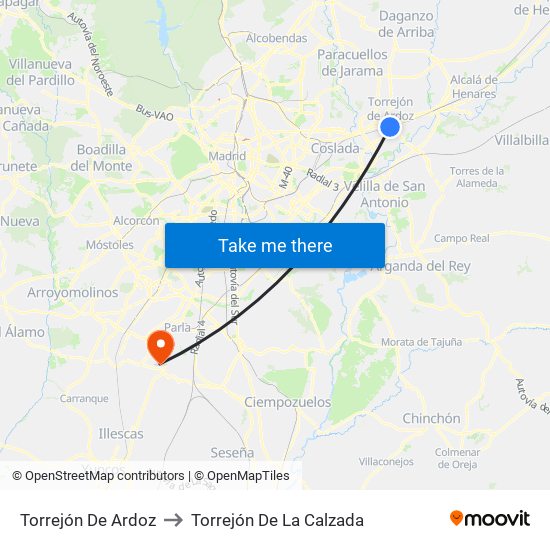 Torrejón De Ardoz to Torrejón De La Calzada map