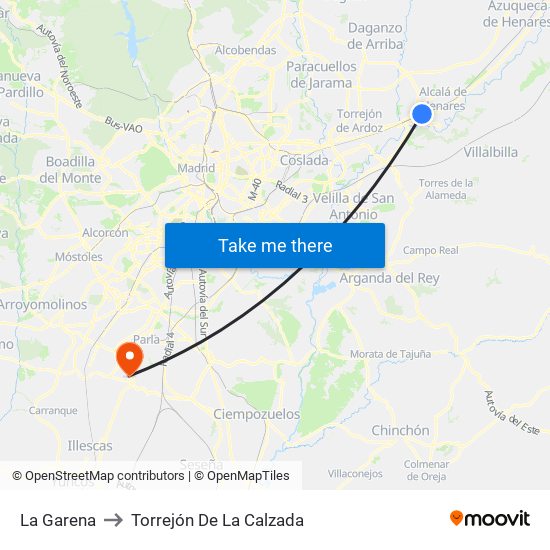 La Garena to Torrejón De La Calzada map