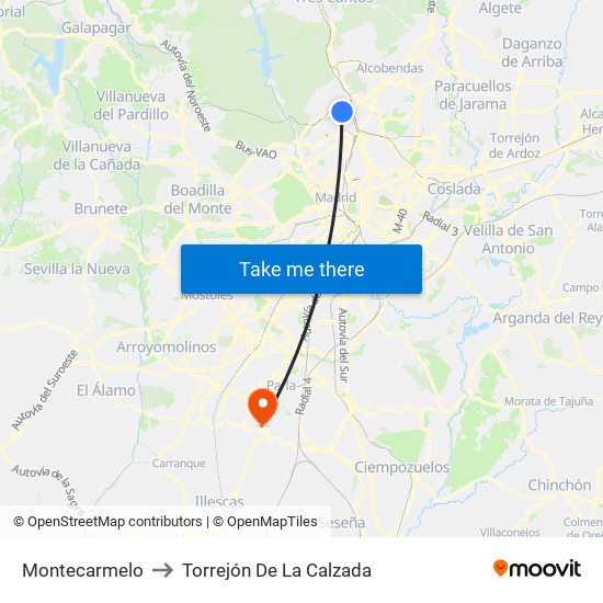 Montecarmelo to Torrejón De La Calzada map