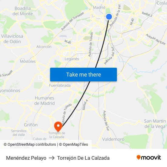 Menéndez Pelayo to Torrejón De La Calzada map