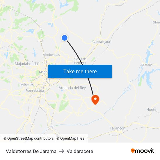 Valdetorres De Jarama to Valdaracete map