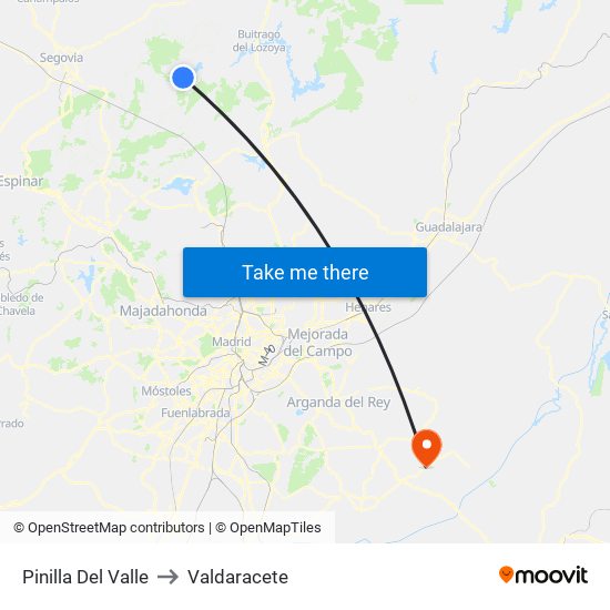 Pinilla Del Valle to Valdaracete map