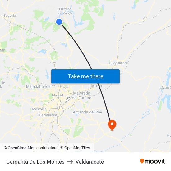 Garganta De Los Montes to Valdaracete map