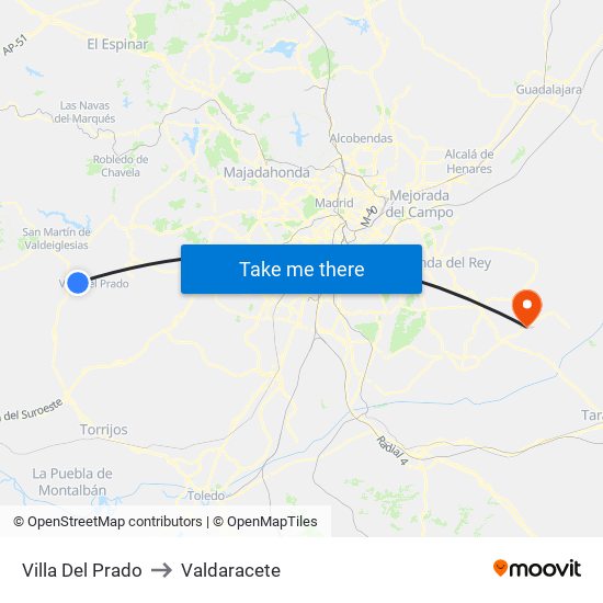 Villa Del Prado to Valdaracete map