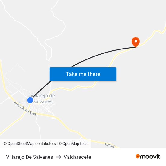 Villarejo De Salvanés to Valdaracete map