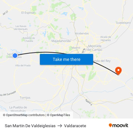 San Martín De Valdeiglesias to Valdaracete map