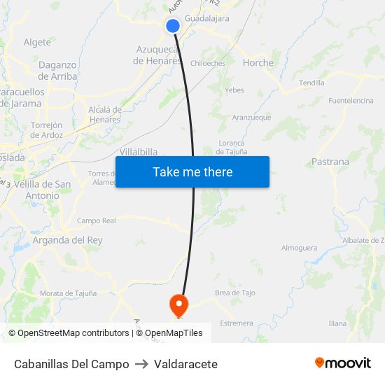Cabanillas Del Campo to Valdaracete map