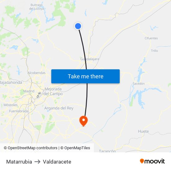 Matarrubia to Valdaracete map