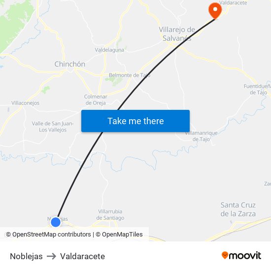 Noblejas to Valdaracete map