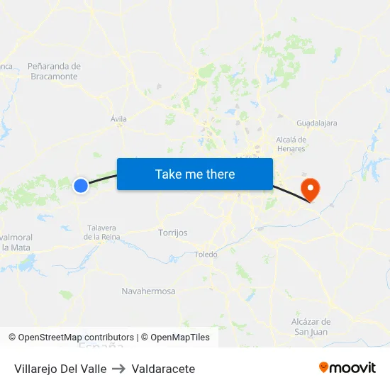 Villarejo Del Valle to Valdaracete map