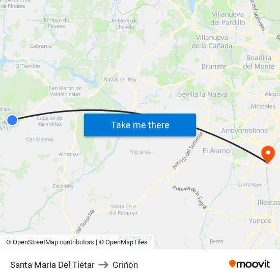 Santa María Del Tiétar to Griñón map