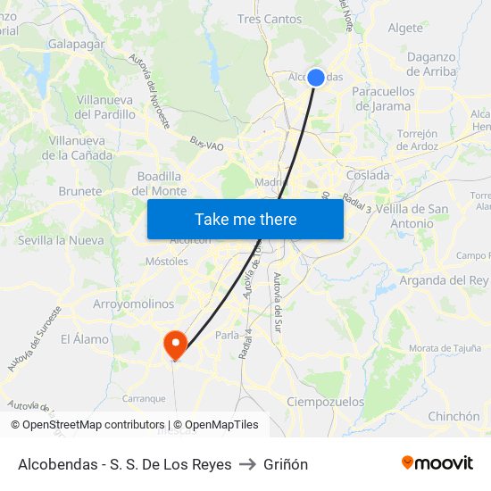 Alcobendas - S. S. De Los Reyes to Griñón map