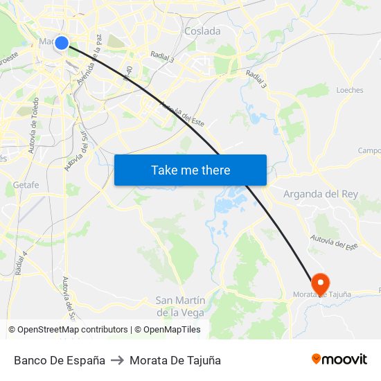 Banco De España to Morata De Tajuña map