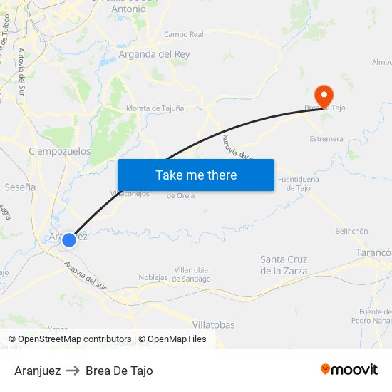 Aranjuez to Brea De Tajo map