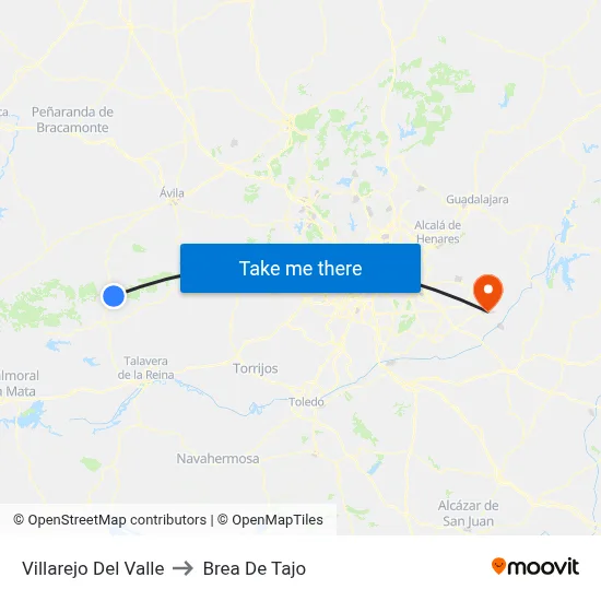 Villarejo Del Valle to Brea De Tajo map