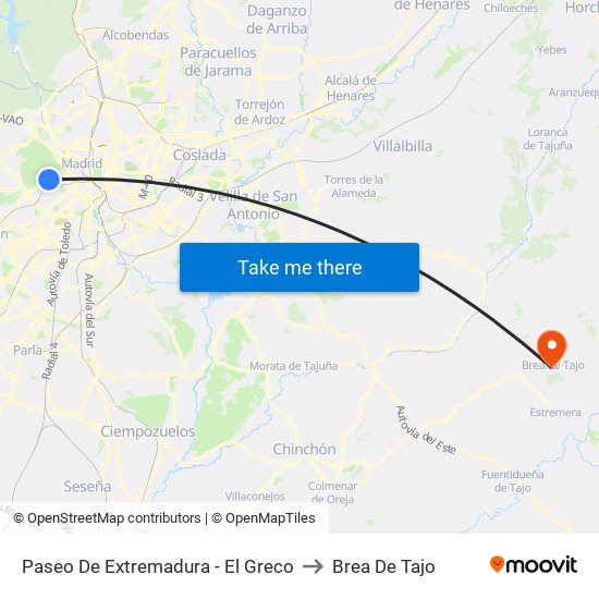 Paseo De Extremadura - El Greco to Brea De Tajo map