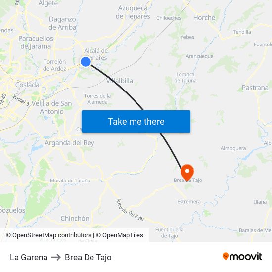 La Garena to Brea De Tajo map