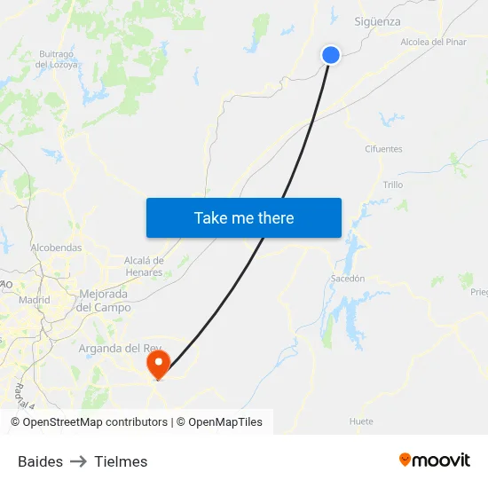 Baides to Tielmes map
