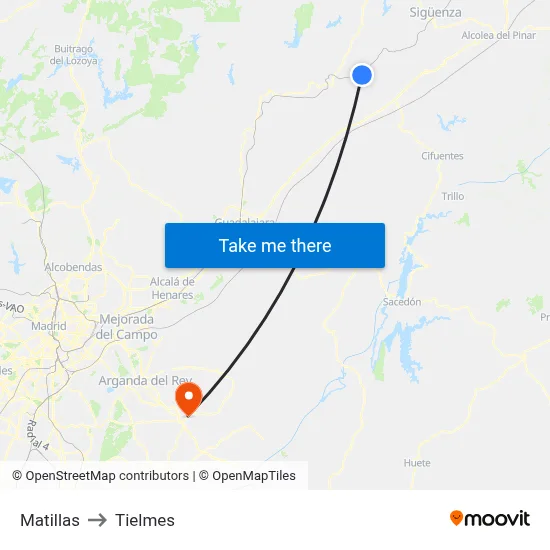 Matillas to Tielmes map